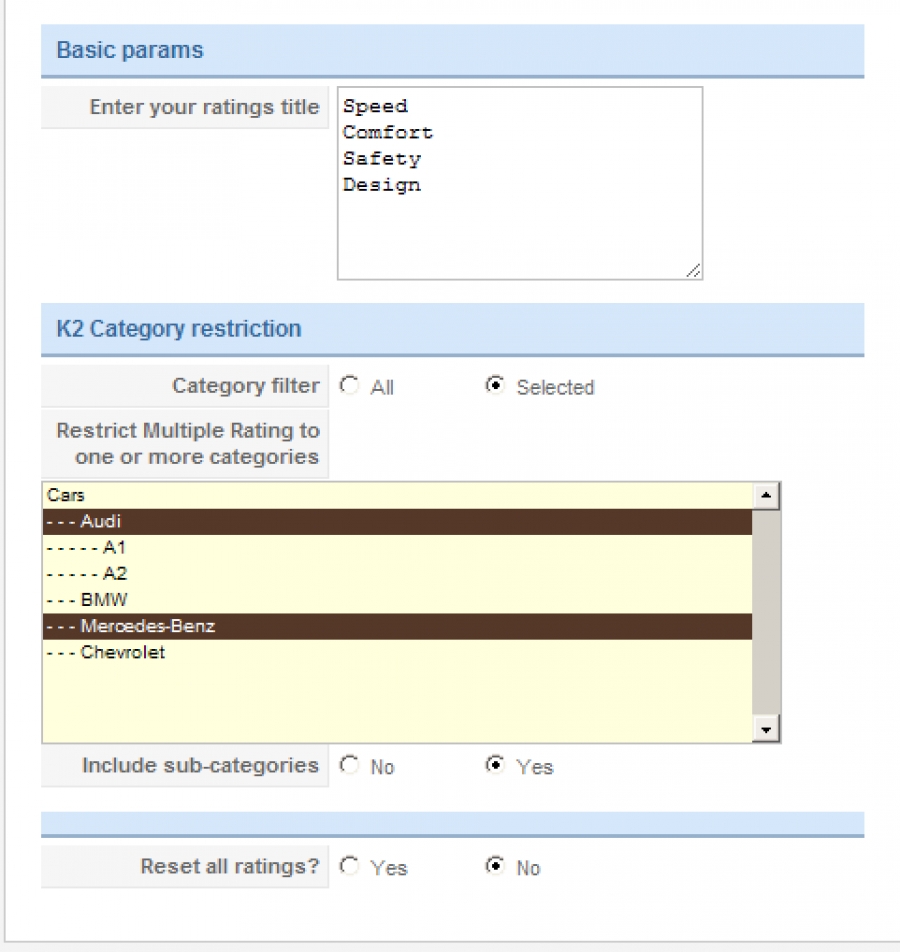 K2 Multiple Rating