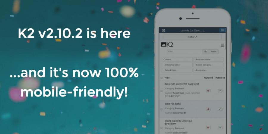 K2 v2.10.2 released - now with a 100% mobile-friendly backend user interface!